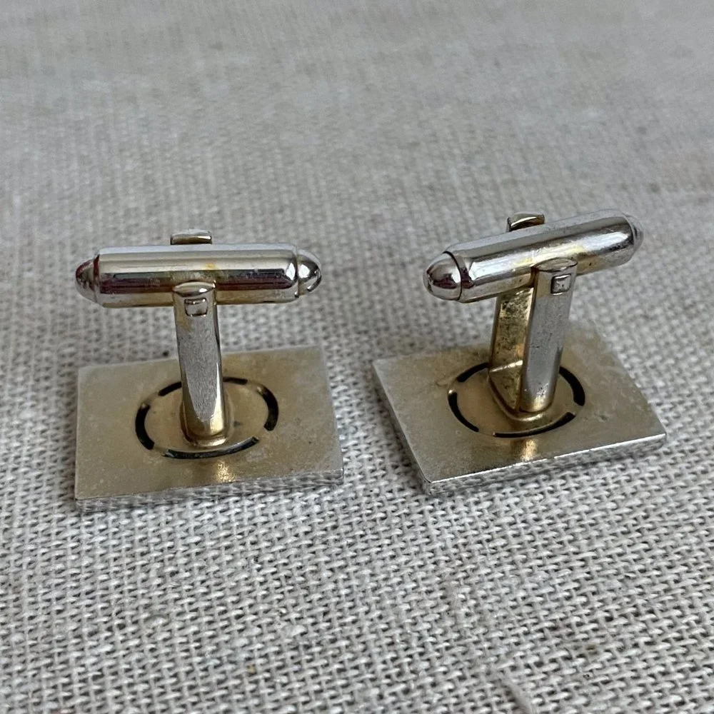 Vintage Dante Signed Silver Black Tone Classic Elegant Cuff Links